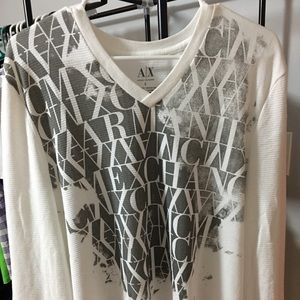 Armani v neck waffle shirt